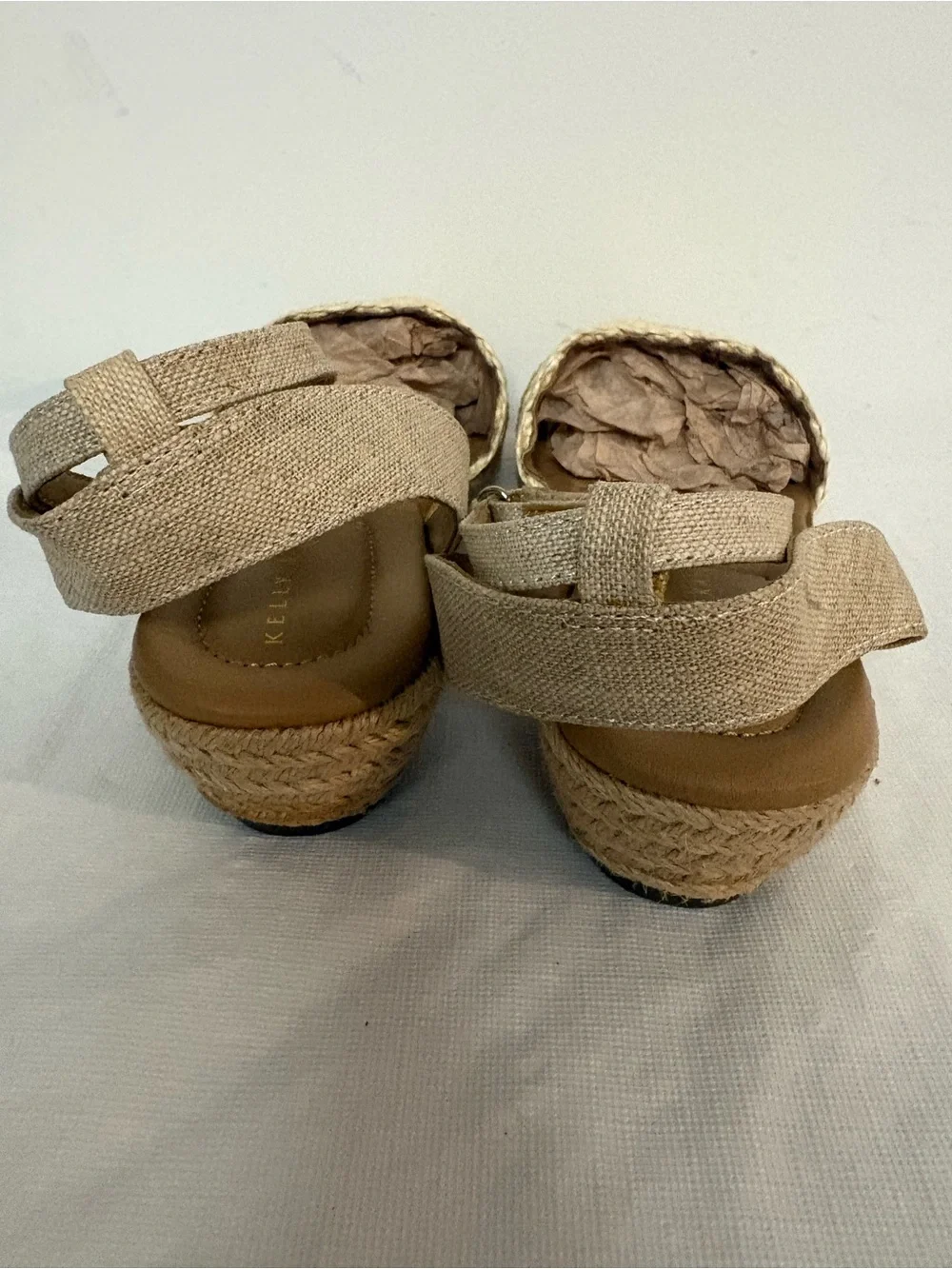 Kelly & Katie Natural Straw Espadrille Flats with Ankle Strap